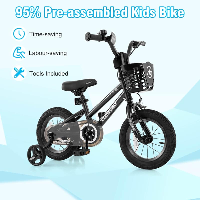 Costway 12"/14"/16"/18" Kid’s Bike with Training Wheels Adjustable - See Details