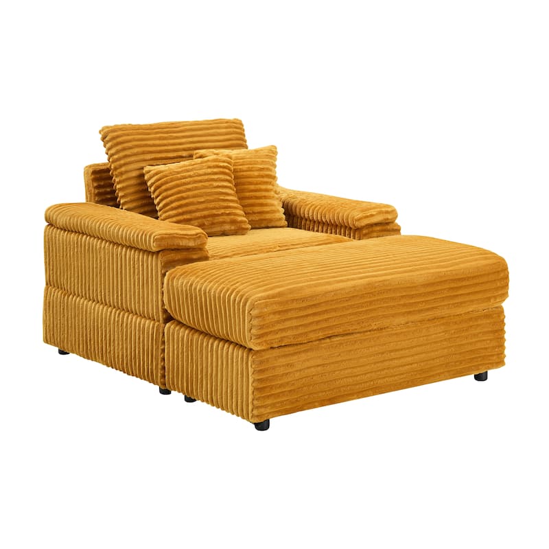 Corduroy Single Sofa Sets with 2 Throw Pillows and 500lb Weight Capacity
