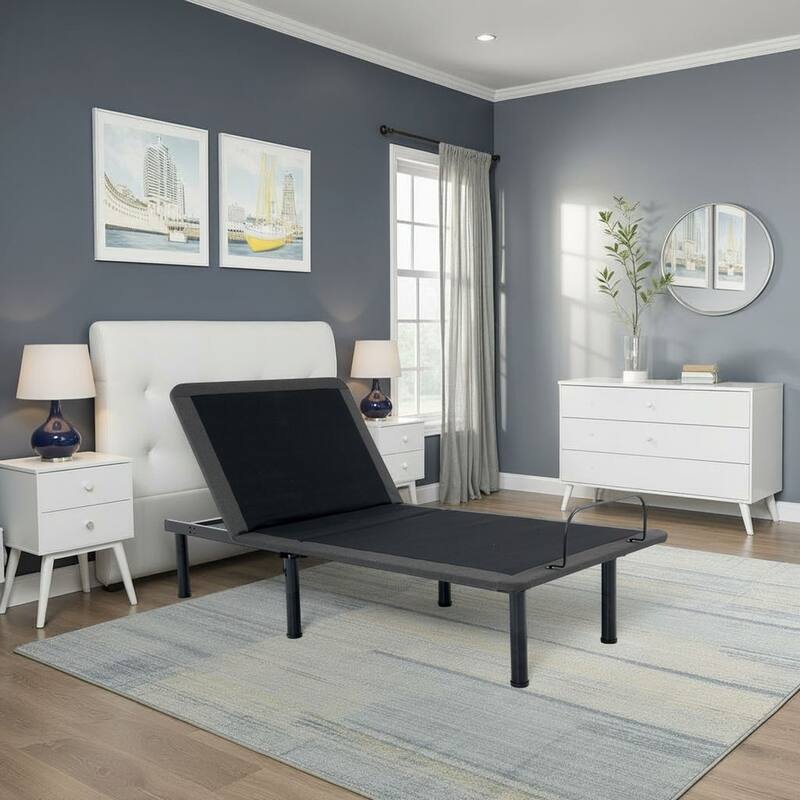 Bridgevine Home Quick Assembly Adjustable Bedframe with Voice Activated Controls