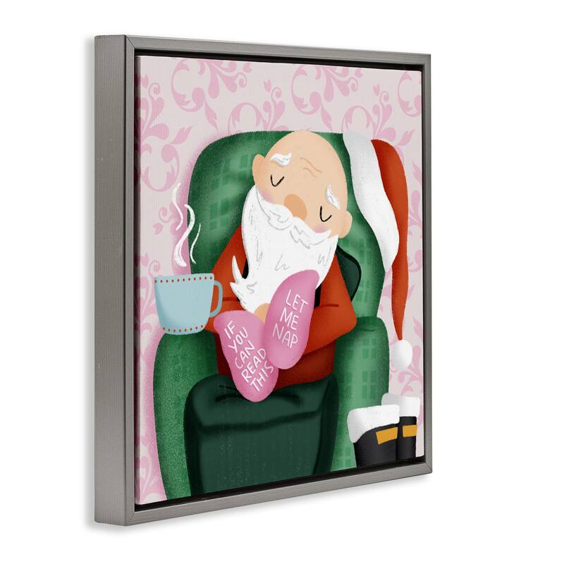 Stupell Cozy Sleeping Santa Claus Framed Floater Canvas Wall Art Design By Sarah Hickman