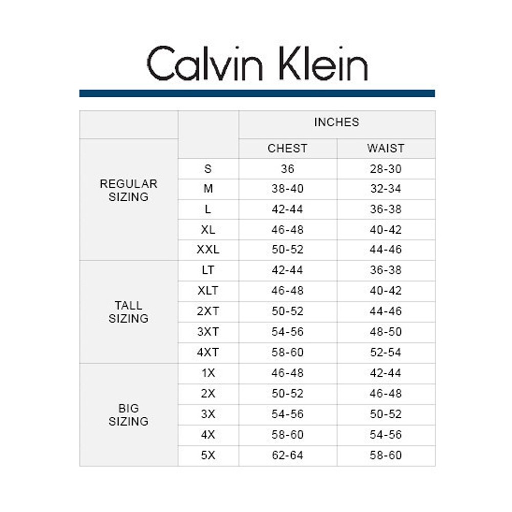 Calvin Klein Overcoat Size Chart