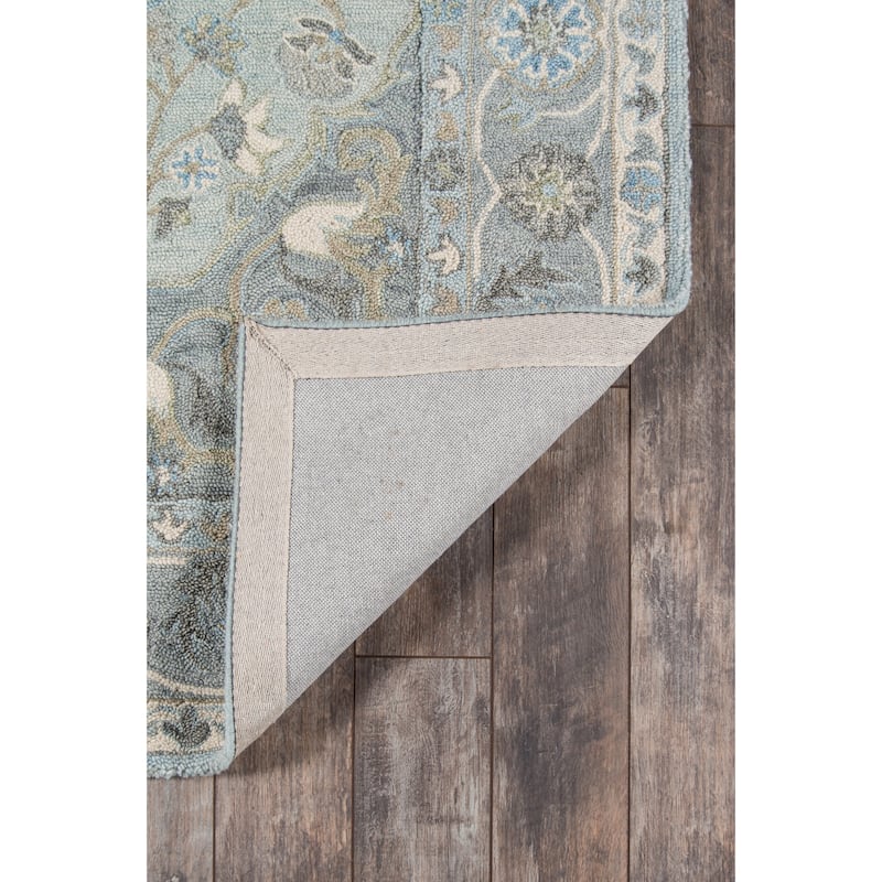 Momeni Tangier Hand Tufted Wool Traditional Medallion Area Rug - 2'3" x 8' Runner - Blue - Runner/Rectangle