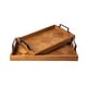 preview thumbnail 11 of 13, Glitzhome 2-Piece 18"/21"L Fall Wooden Geometric Carved Serving Trays with Metal Handles