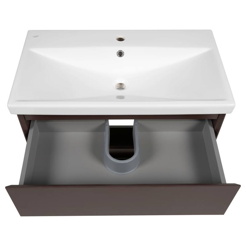 Modern Free standing Bathroom Vanity with Washbasin Elit Brown Matte Non-Toxic MDF-24"-Simple 40"