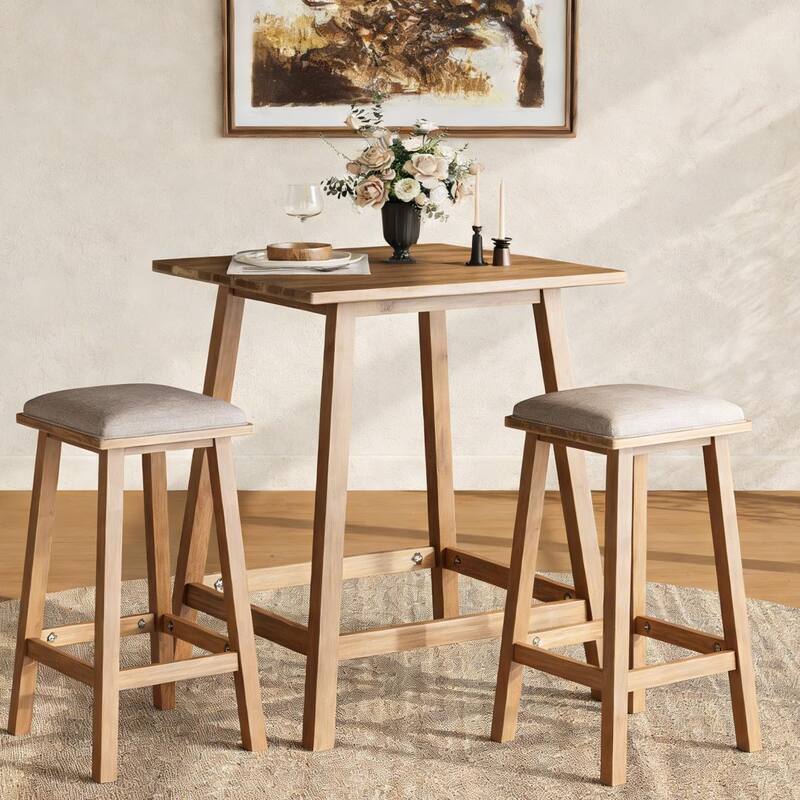 Solid Wood Bar Table, 31. 5 Inch Small Square Pub Bistro Table