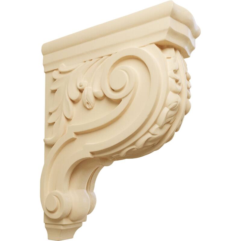 Hudson Acanthus Wood Corbel - Maple - 3"W x 7 3/4"D x 10"H