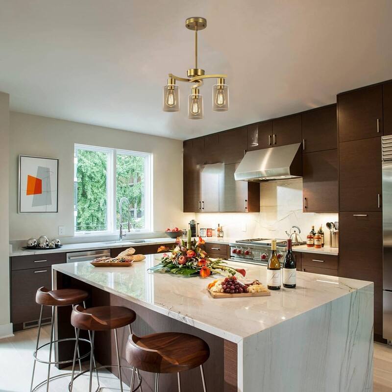 3 Light light bulb gold light fixture glass, metal kitchen light
