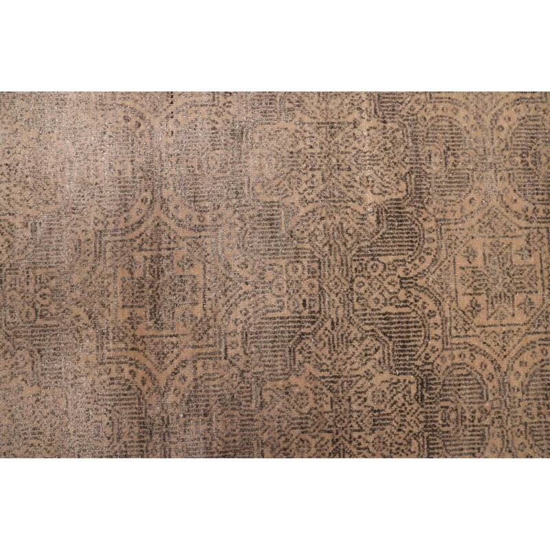 ECARPETGALLERY Hand-knotted Heritage Tan Silk, Wool Rug - 2'6 x 10'2