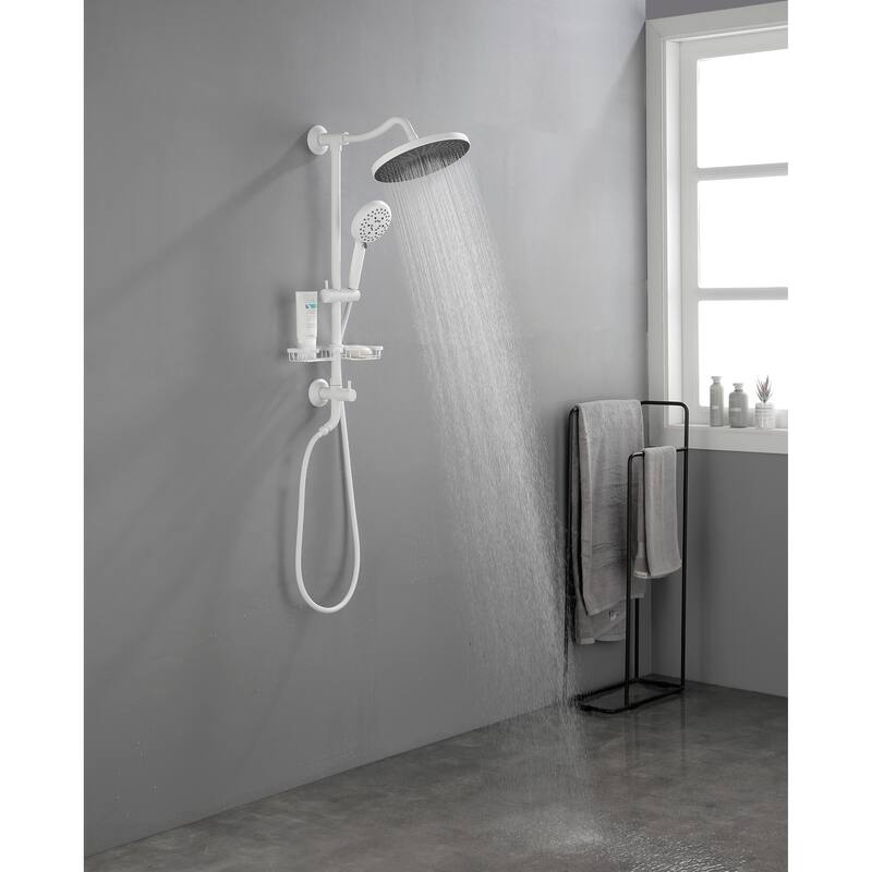 ShowerSpas Shower System, with 10" Rain Showerhead, 4-Function Hand Shower, Adjustable Slide Bar and Soap Dish