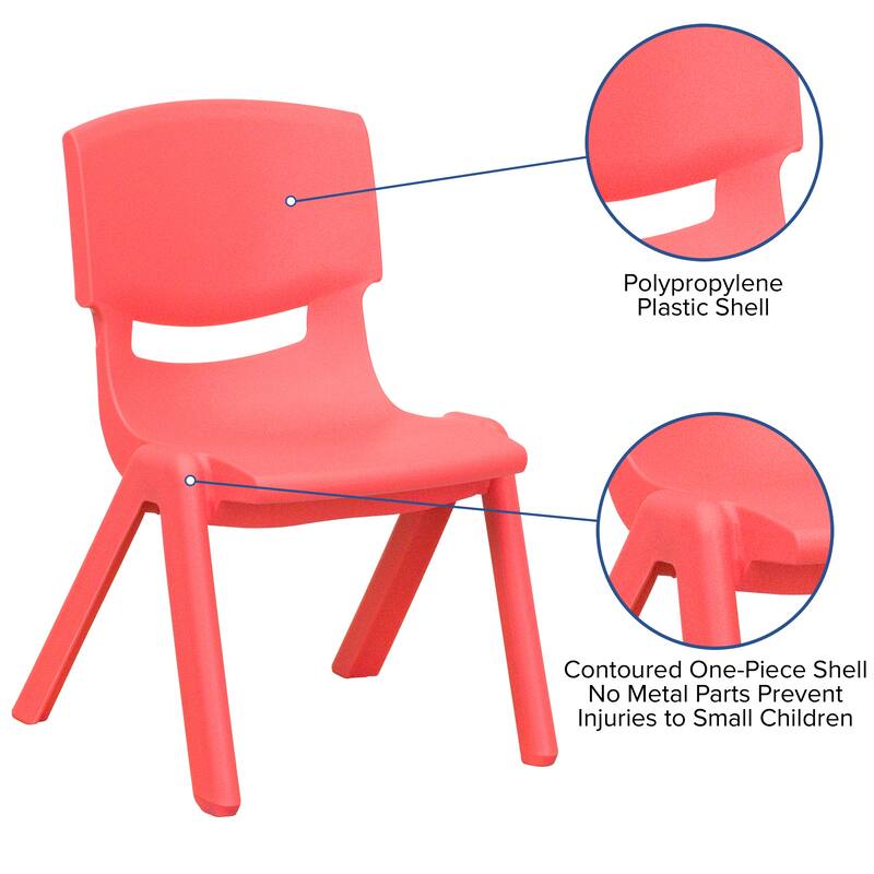 2 Pack Plastic Stackable School Chair with 15.5"H Seat