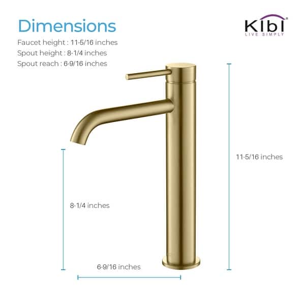 dimension image slide 2 of 3, Luxury Solid Brass Single Hole Bathroom Vessel Sink Faucet