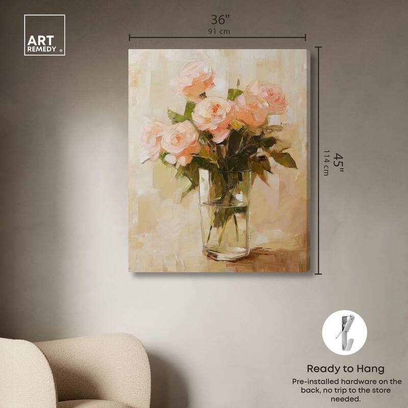 Soft Pink Blooms Canvas by Art Remedy, Gallery Wrapped