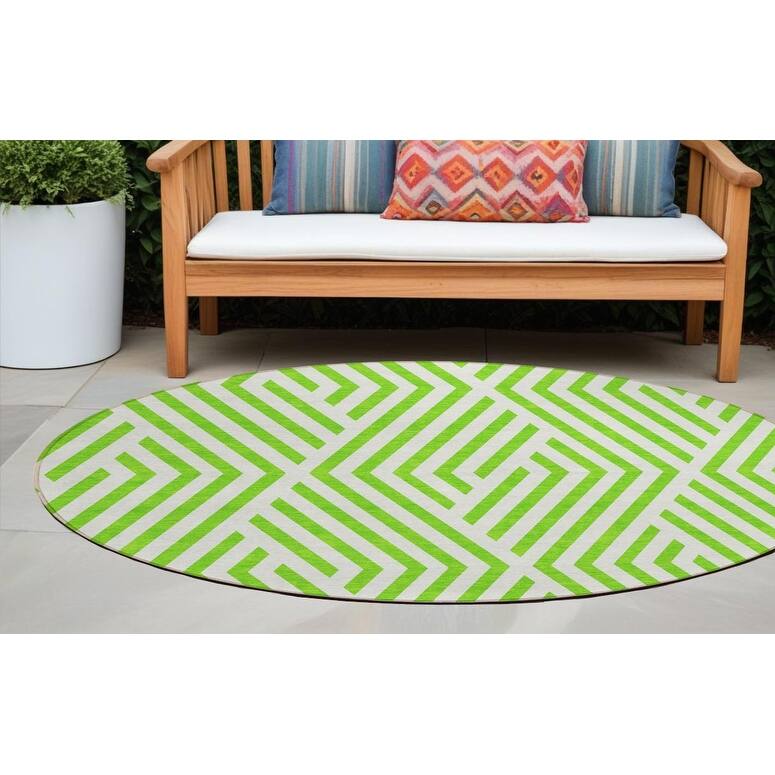 Nana Abstract Shapes Weather Resistant Classic Meets Modern Outdoor Rug - 8' Round - Multi