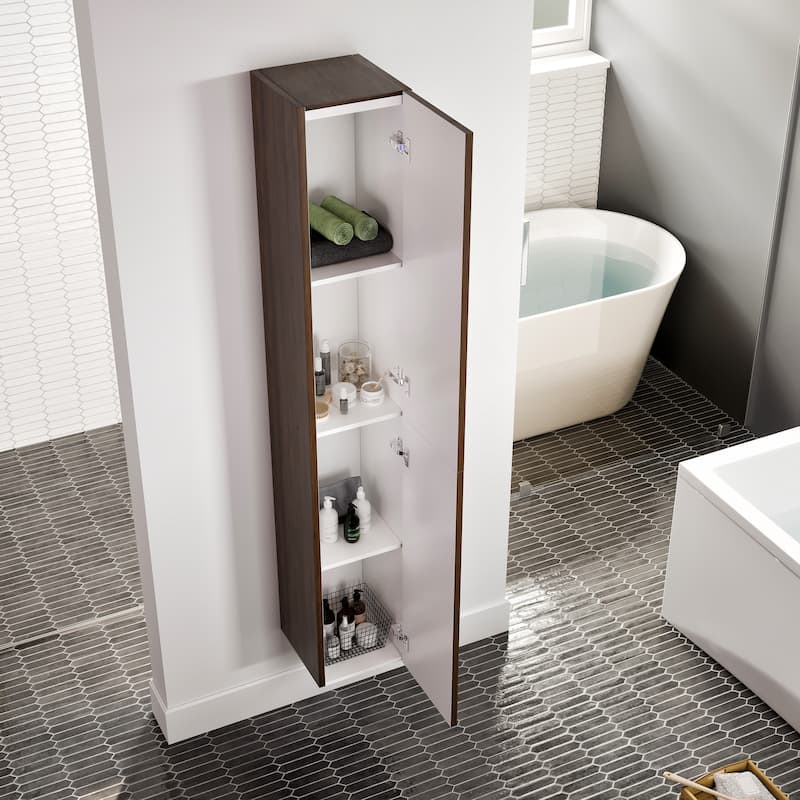 Eviva Joy 12"W x 10"D x 59"H Wall-Mounted Linen Cabinet