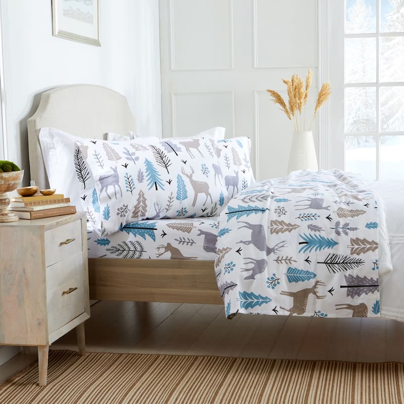 Market & Place Cotton Flannel Novelty Printed Sheet Set