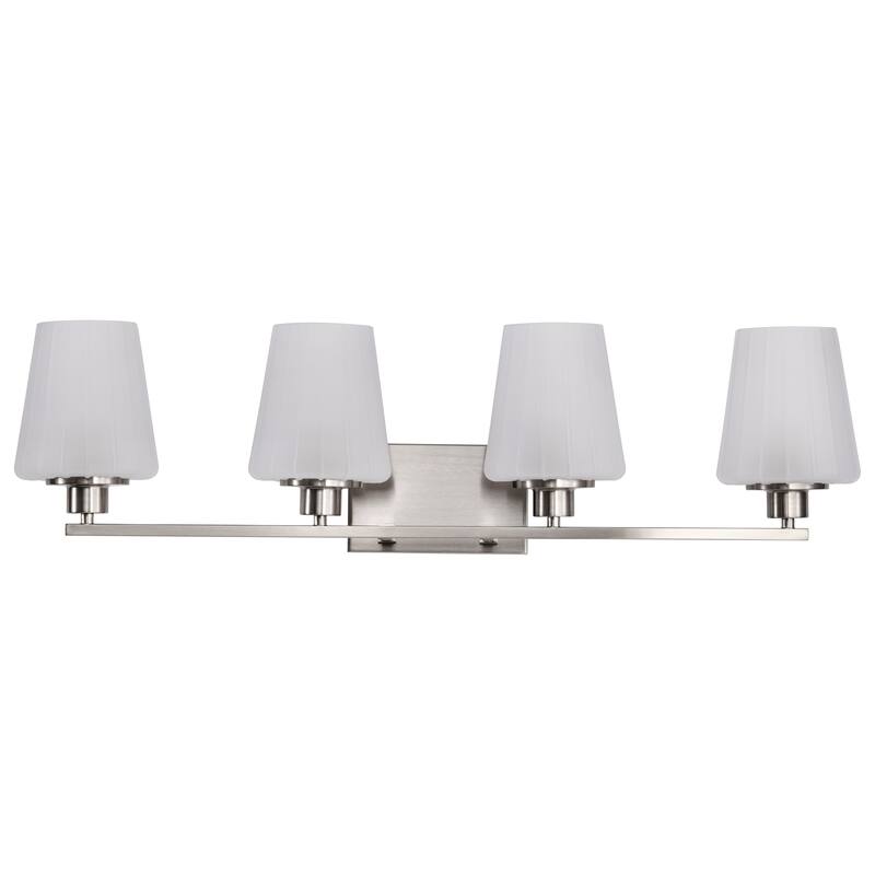 Lune 4 Light Vanity Brushed Nickel Finish Etched White Glass - Brushed Nickel
