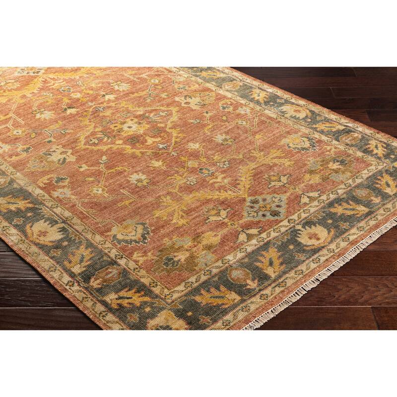 Orange Hand-knotted Wool Area Rug - 8' Round