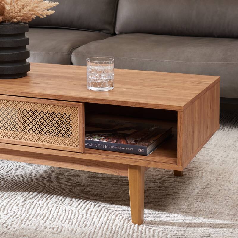 SAFAVIEH Zhuldyz 2 Door Coffee Table - 43" L x 22" D x 16" H - 43"Wx22"Dx16"H