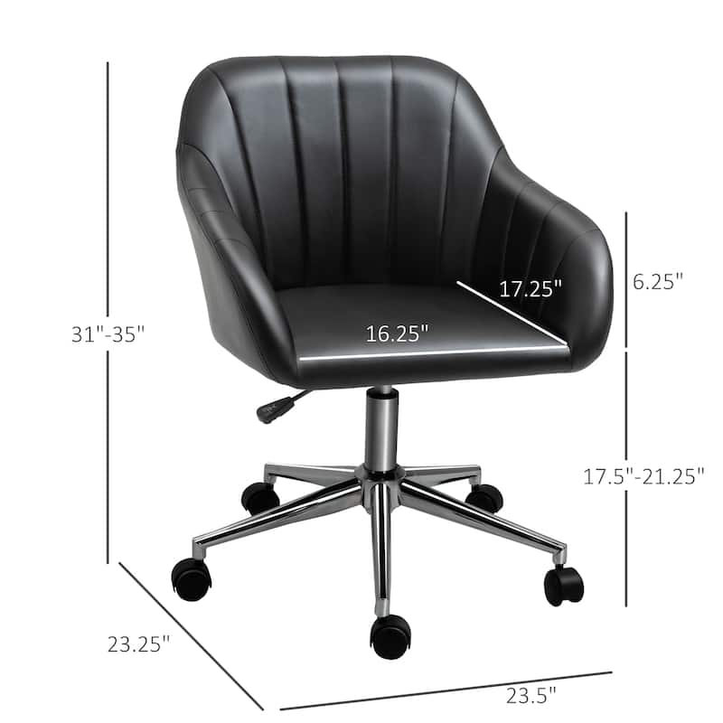 Vinsetto Mid Back Home Office Chair Computer Desk Chair with PU Leather, Adjustable Height, Swivel Wheels for Study, Bedroom