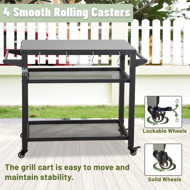 3-Shelf Outdoor Grill Table