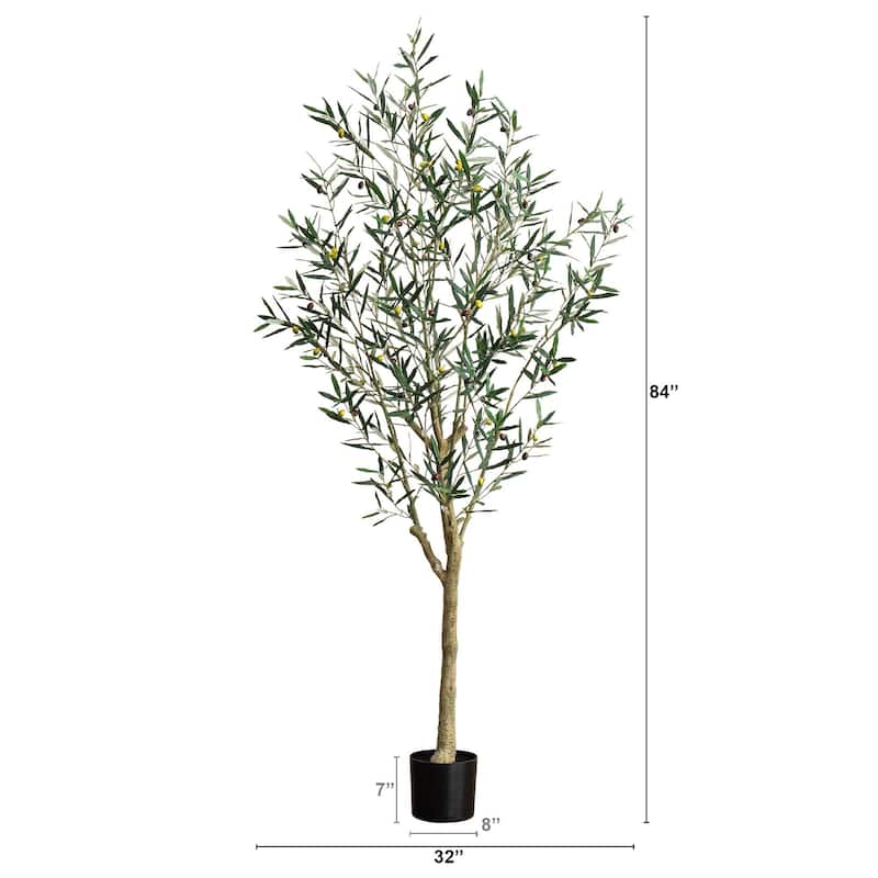Greco Olive Artificial Potted Tree - 7'