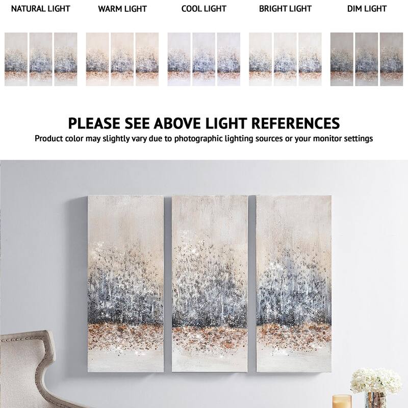 Madison Park Twilight Mystere Hand Embellished 3-Piece Canvas Wall Art Set