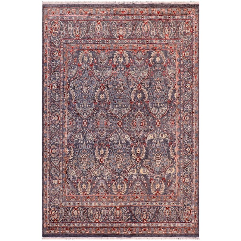 Shabby Chic Ziegler Alex Gray/Blue Wool Rug - 8'0'' x 8'6''