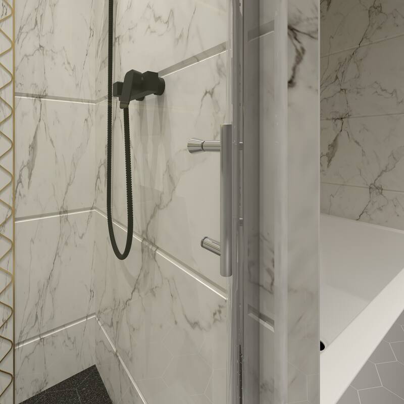 34" W x 72"H Pivot Frameless Swinging Shower Door