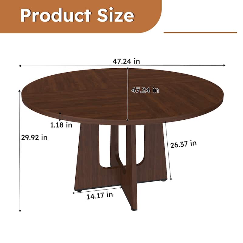 Roomfitters 47 Inch Round Dining Table, Modern Farmhouse Kitchen Circle Desk, Wood Grain Top