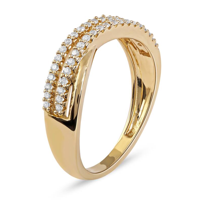 1/5ct TDW Diamond Crossover Wedding Band in 10K Gold for Women