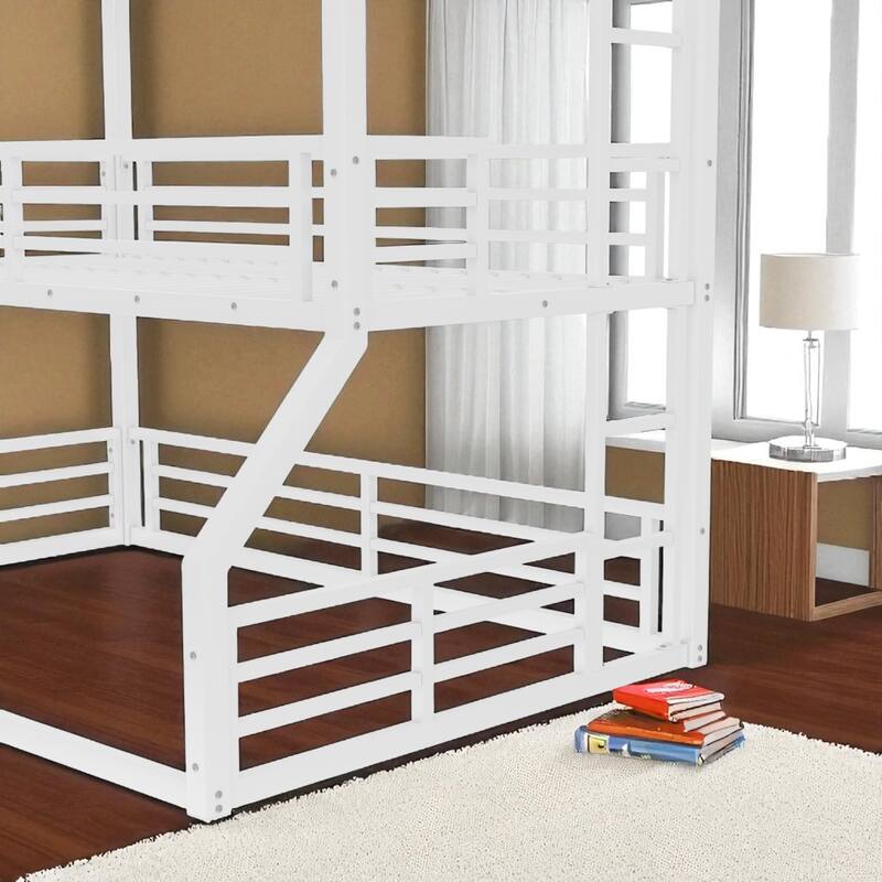 Metal Triple Bunk Bed Twin over Twin over Full with Safety Guardrails, Noise-Free Frame, Heavy-Duty Design