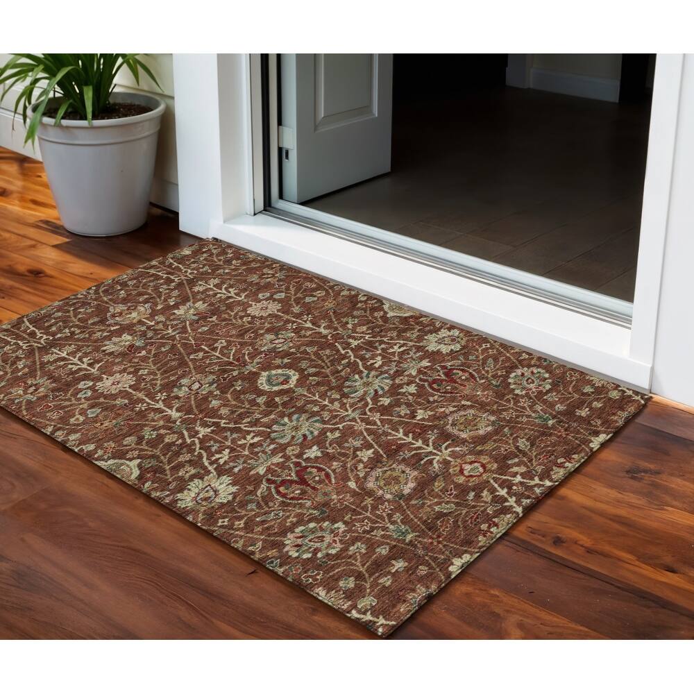 HomeRoots Floral Transitional Rectangle Outdoor Rug