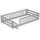 preview thumbnail 2 of 60, Costway Twin Size Floor Bed with Door & Fence with Safety Guardrails &