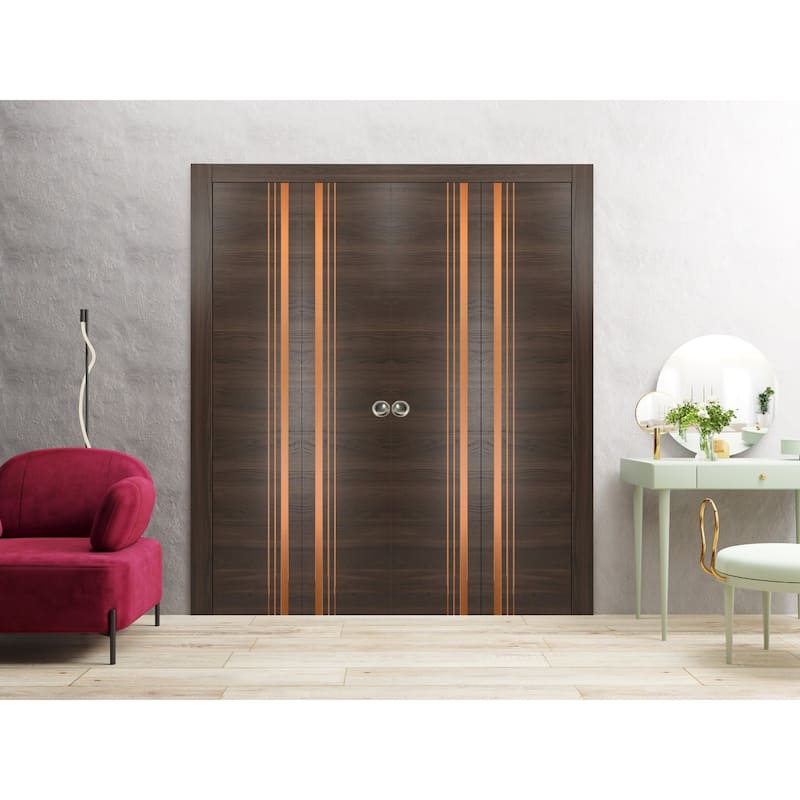 Double Bi-fold Doors Planum 1010 Chocolate Ash with Sturdy Tracks