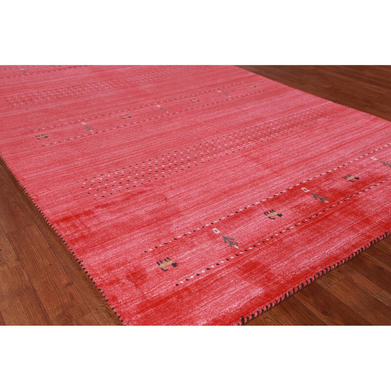 Pink Gabbeh Indian Area Rug Hand-Knotted Wool Carpet - 4'11" x 7'9" - 4'11" x 7'9" - Pink
