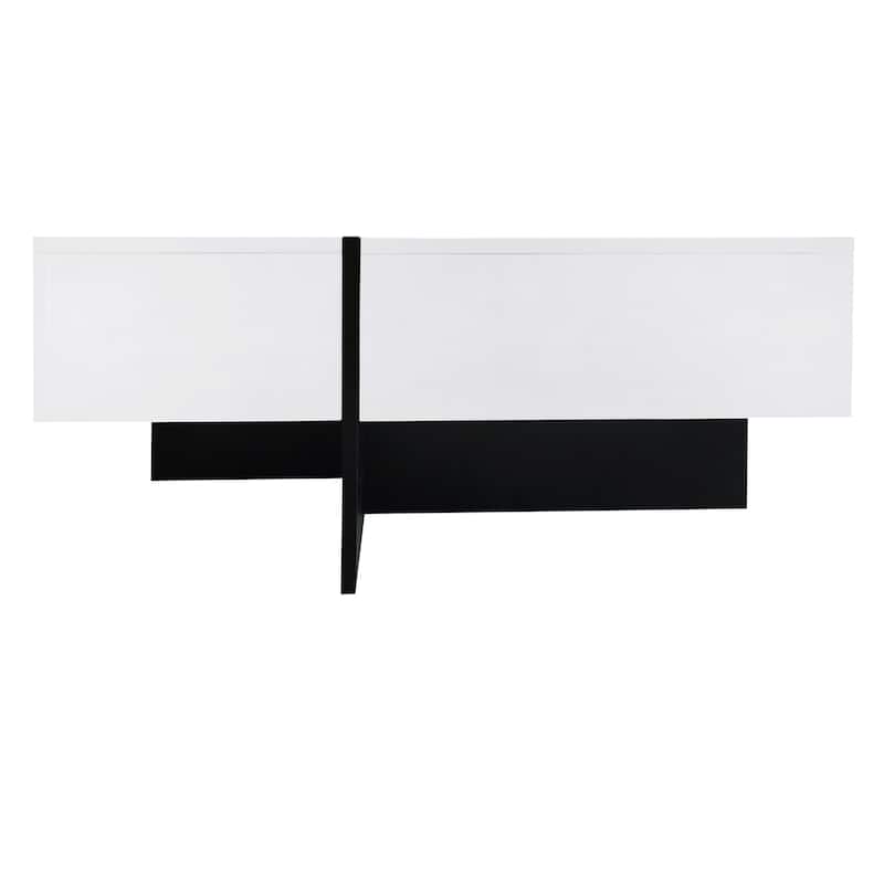 Roomfitters Square Coffee Table with Hidden Storage, Modern High Gloss Center Table with Extendable Sliding Top