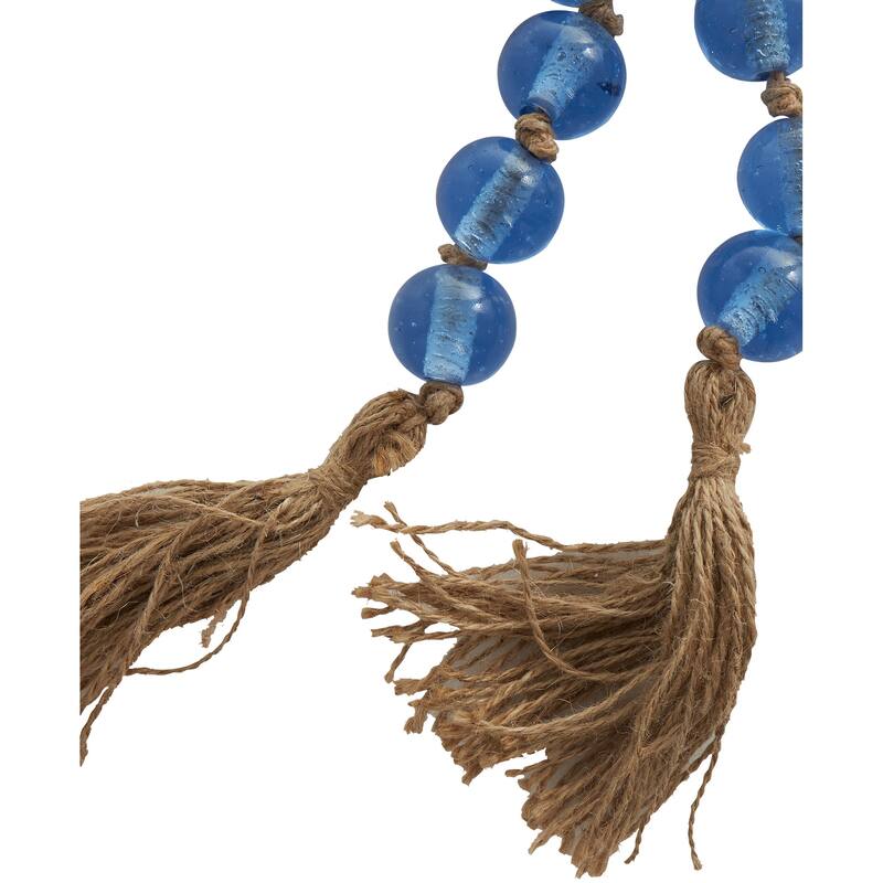 Glass Handmade Round Beaded Garland with Tassel with Knotted Brown Jute - Roche River Decor