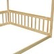 preview thumbnail 8 of 7, Minimalistic Style Full Size Wooden Canopy Frame Floor Bed with Fence and Guardrails, Natural