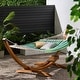 preview thumbnail 4 of 31, Richardson Outdoor Modern Hammock by Christopher Knight Home - 400 lb limit Teak +Blue Green Stripe