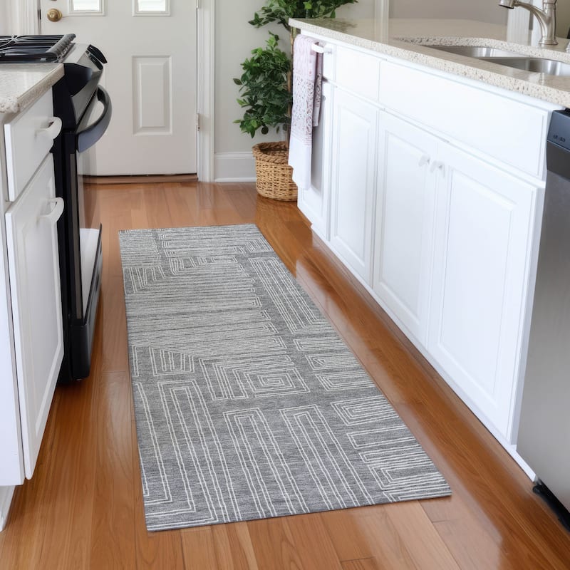 Premium Washable Super Soft Mid Century Modern Mayfield Rug - Gray - 2'3" x 7'6"