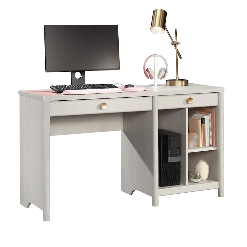 Anmytek Gray Oak Home Office Desk with Two Drawers Rustic Study Desk
