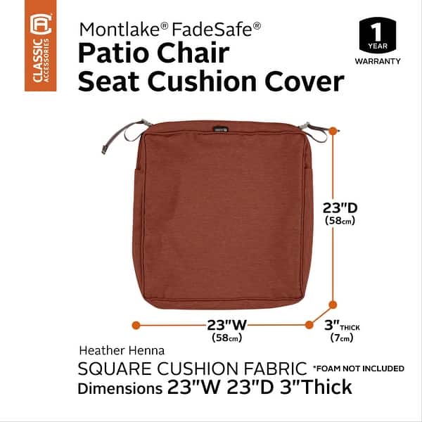 dimension image slide 13 of 22, Classic Accessories Montlake Water-resistant Seat Cushion Slip Cover