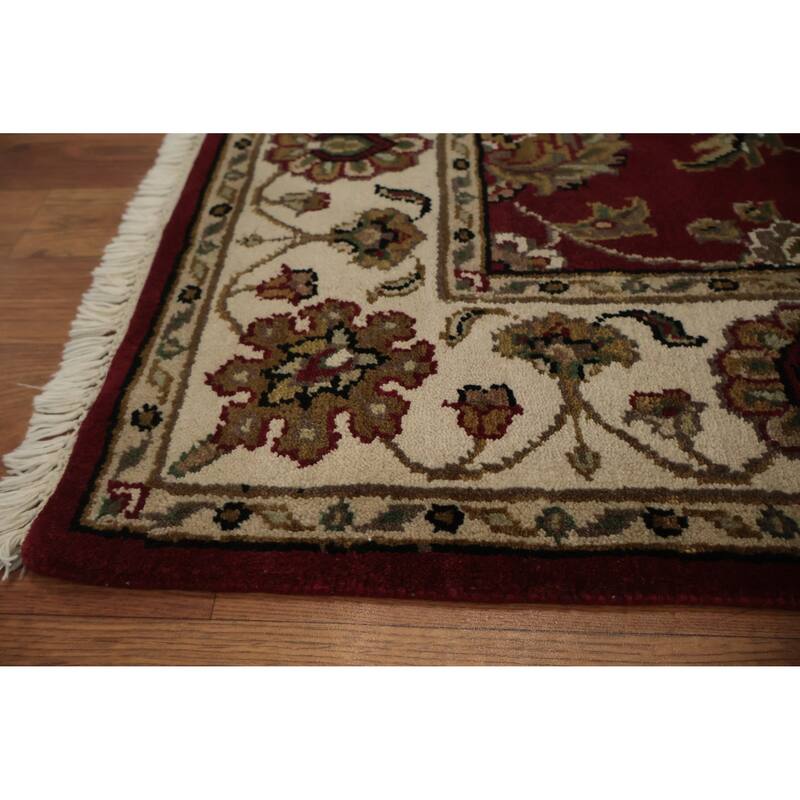 Hand Knotted Oriental 100% Wool Carpet Traditional Floral Red Agra Area Rug - 6' 1'' X 3' 10''