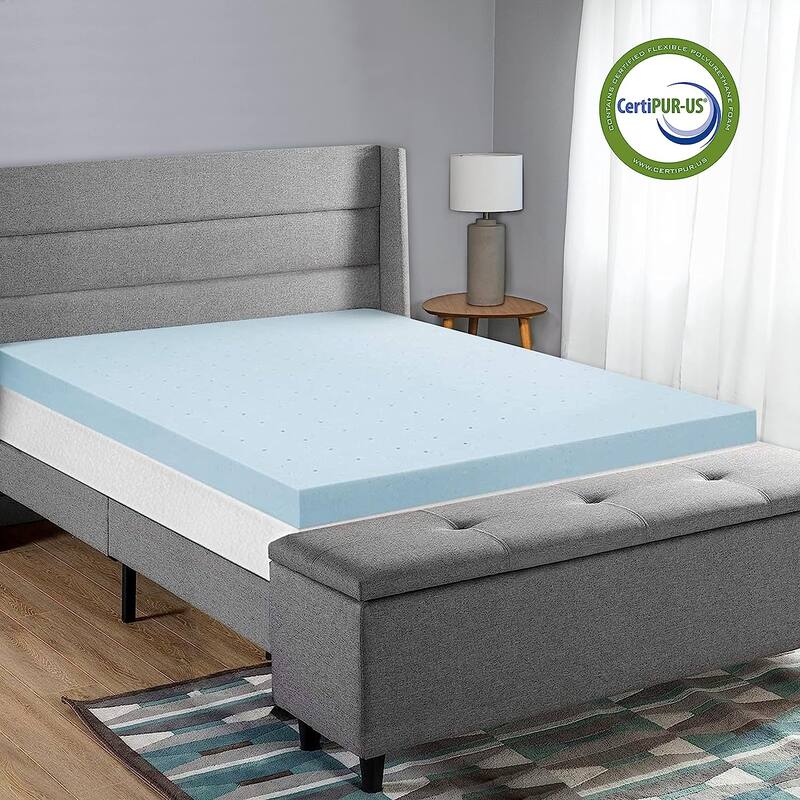 Delara 2 Inch Gel Infused Memory Foam Mattress Topper, Certipur-US Certified, High-Density Cooling & Breathable