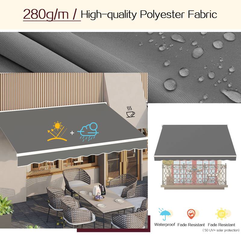 AECOJOY Manual Retractable Patio Awning Outdoor Sunshade Shelter (Cover Only)