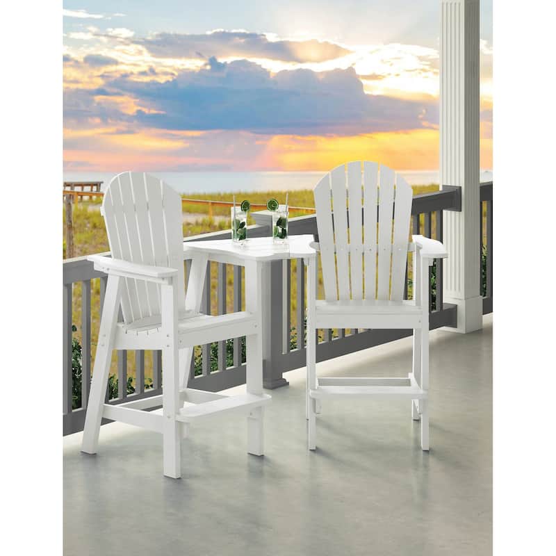 Rustic 2 Pieces Adirondack Chair Outdoor Barstools with Connecting Tray and Umbrella Hole