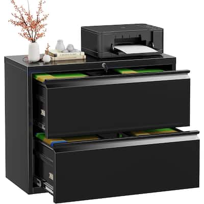 2 Drawer Metal Lateral Filing Cabinet with Lock
