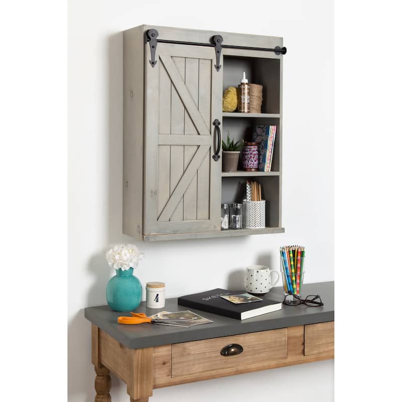 Kate and Laurel Cates Decorative Wood Cabinet with Sliding Barn Door - 22x28
