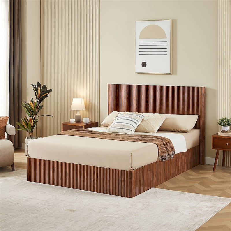 Queen Size Lift Up Wood Storage Bed Frame,No Box Spring Needed
