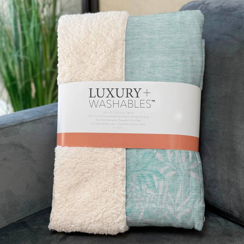 Premium Machine Washable Modern Floral Sherpa Throw Blanket